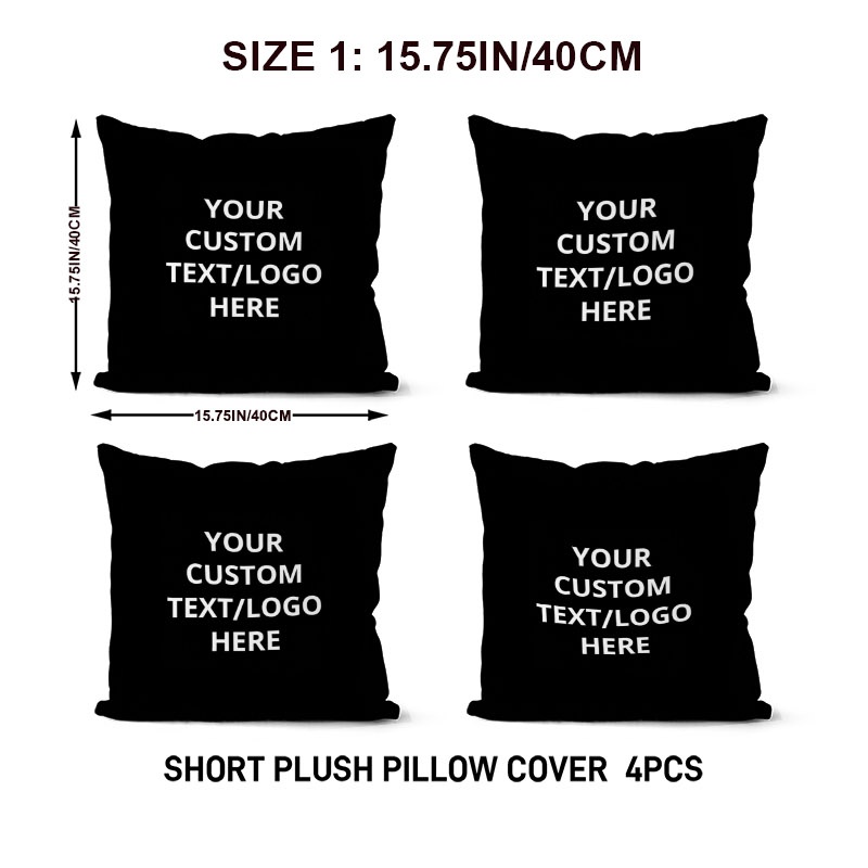 TEMU Lot de 4 housses de coussin personnalisées à avec le motif, disponibles en plusieurs spécifications, taie d'oreiller décorative sur mesure pour