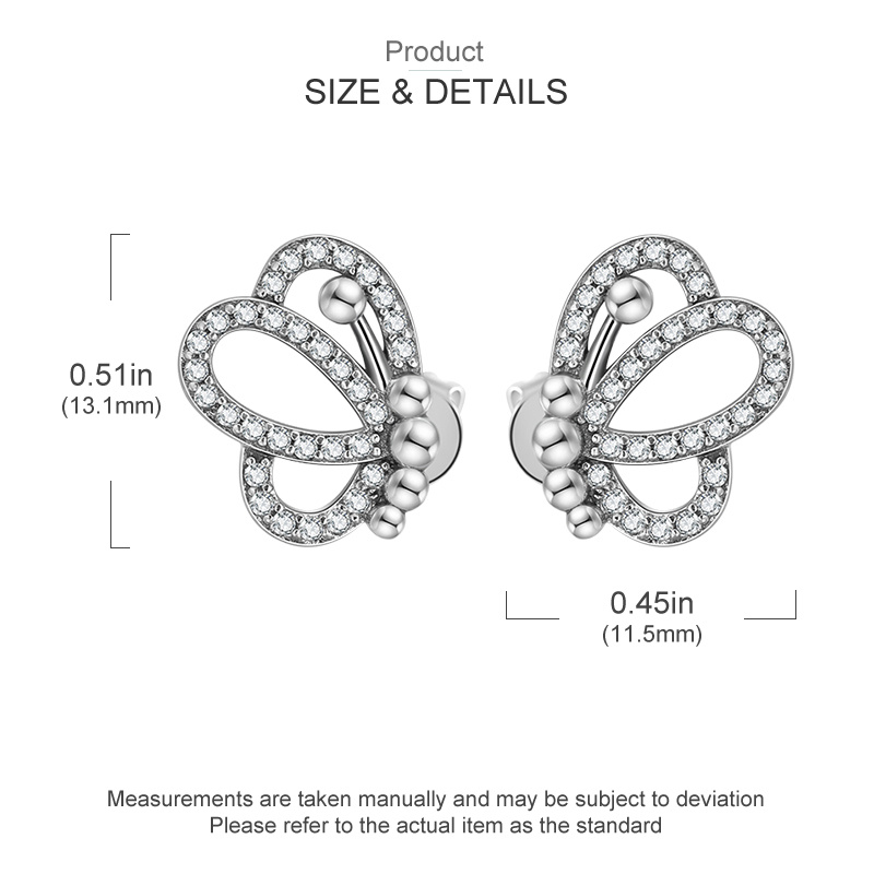 Women's Shiny Hollow-Out Butterfly Stud Earrings, Unique Design
