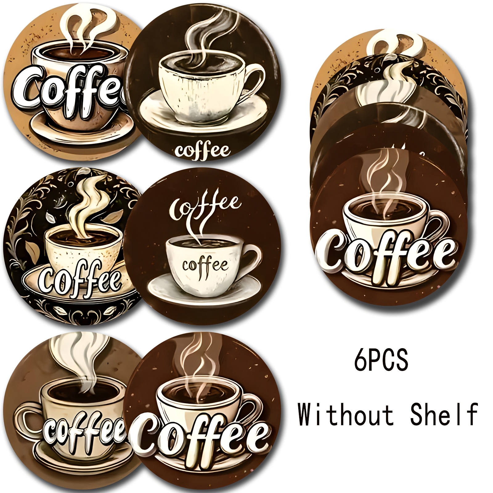 TEMU 6pcs Wood Coasters Suitable For Coffee, Tea, Drinks - Wood Cup Holders With Patterns, Table Protectors For Home, Restaurant Decor, Holiday Gifts