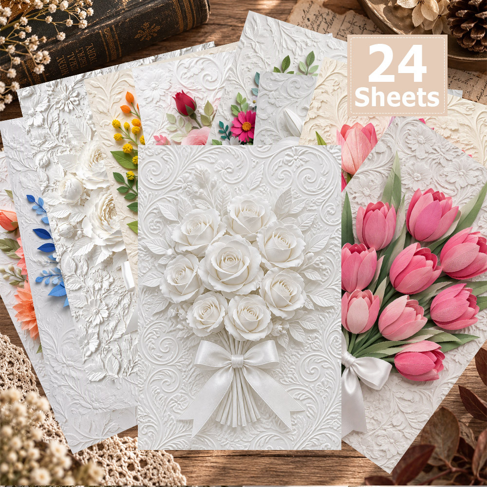TEMU Lot de 24 cartes postales 2D plates 4x6 pouces style , de bouquet rose, orange, bleu, naturels de feuilles , cartes simples et plates, voir les