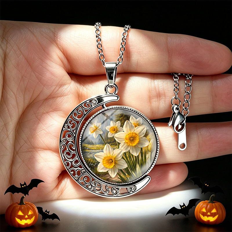3pc Daffodil Flower Necklace & Earrings Set, Unisex Gift