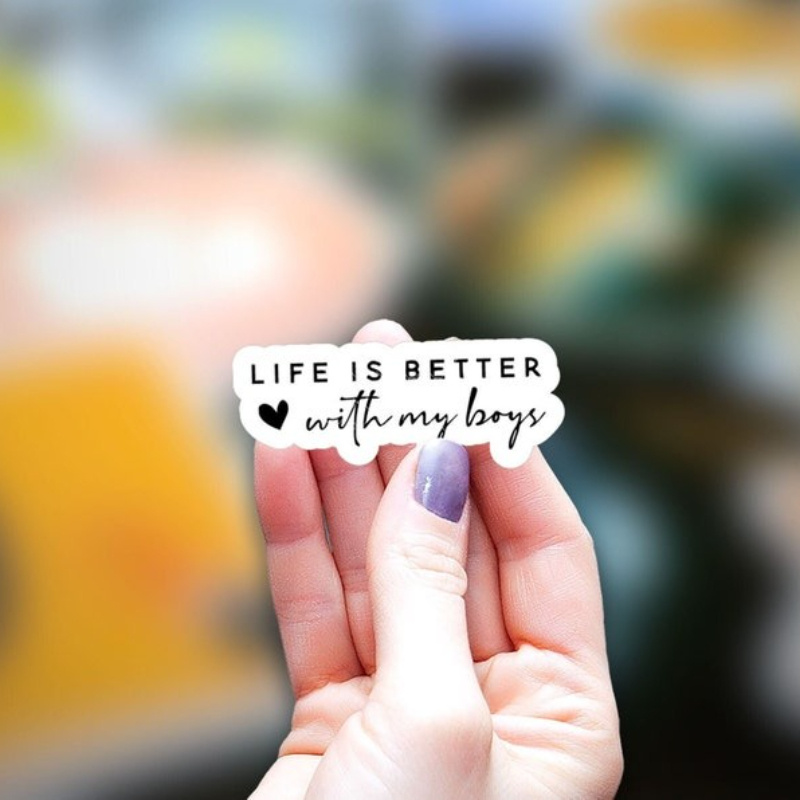 Better With Boy Stickers | Vinyl Decal For Water Bottles, Laptop Computers And More | Glossy, Single-use