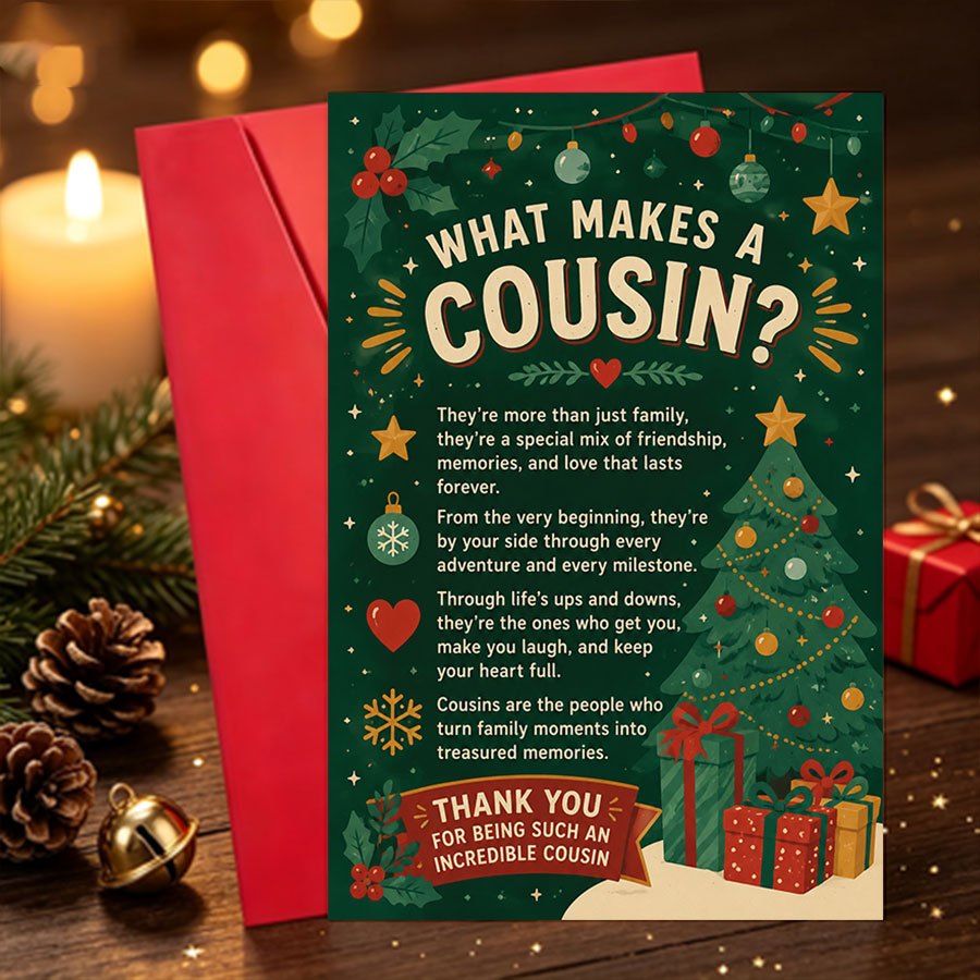 TEMU 1 Set Christmas Greeting Card Christmas Gift For Cousins: Family And Friendship