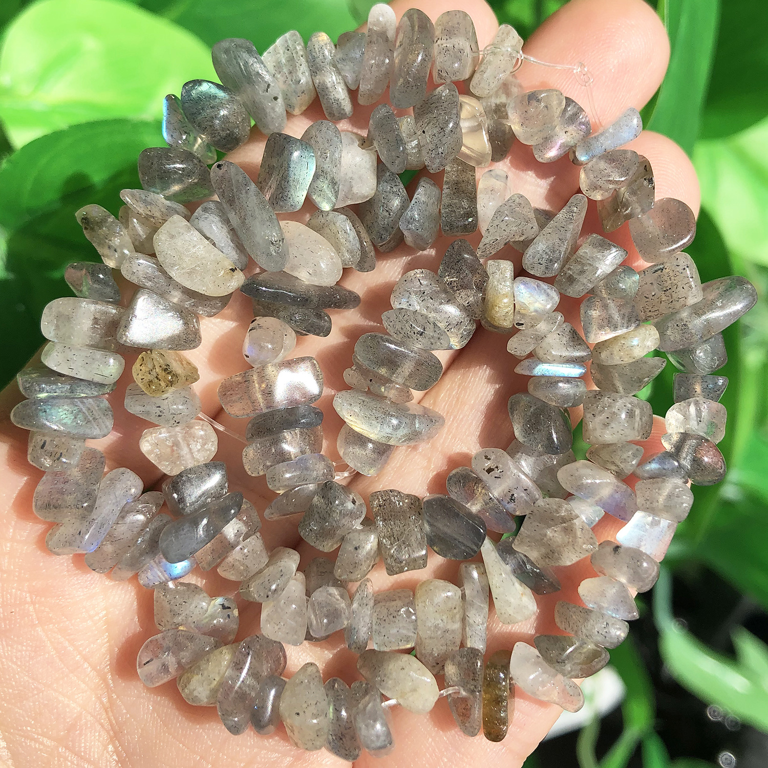 TEMU Irregular Crushed Stone Beads Made Of Natural Gray Labradorite, Measuring 3-5/5-8mm, Perfect For Exquisite Jewelry Such As Bracelets, Necklaces,