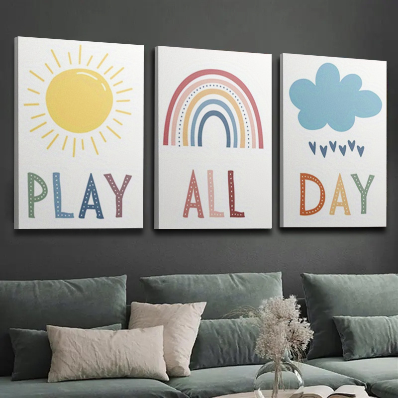 Arte murale per bambini con luna e stelle, decorazione celeste per la cameretta dei bambini, poster colorato per la sala giochi con luna, arte murale neutra stampabile per bambini, regalo con stampa