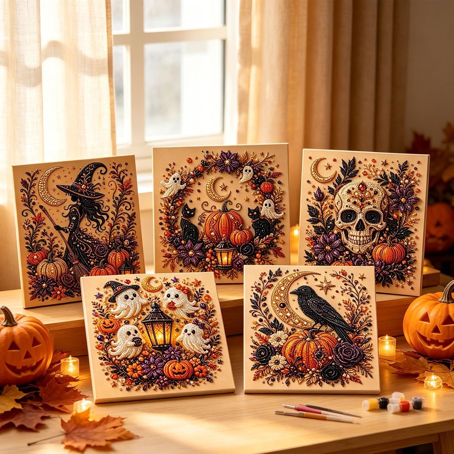 halloween pearl painting kit creative ghost themed craft frameless ideal for   hobbyists home decor and holiday gifts