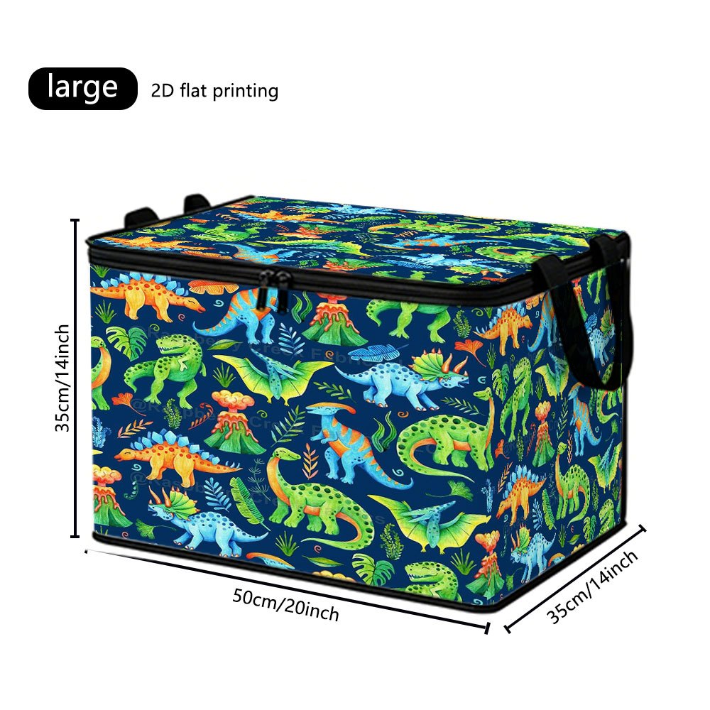 TEMU Large Foldable Dinosaur Storage Box With Cute Print - Non- Fabric Organizer Suitable For Room,, Office & Bathroom - Multi- Shelf Basket For,