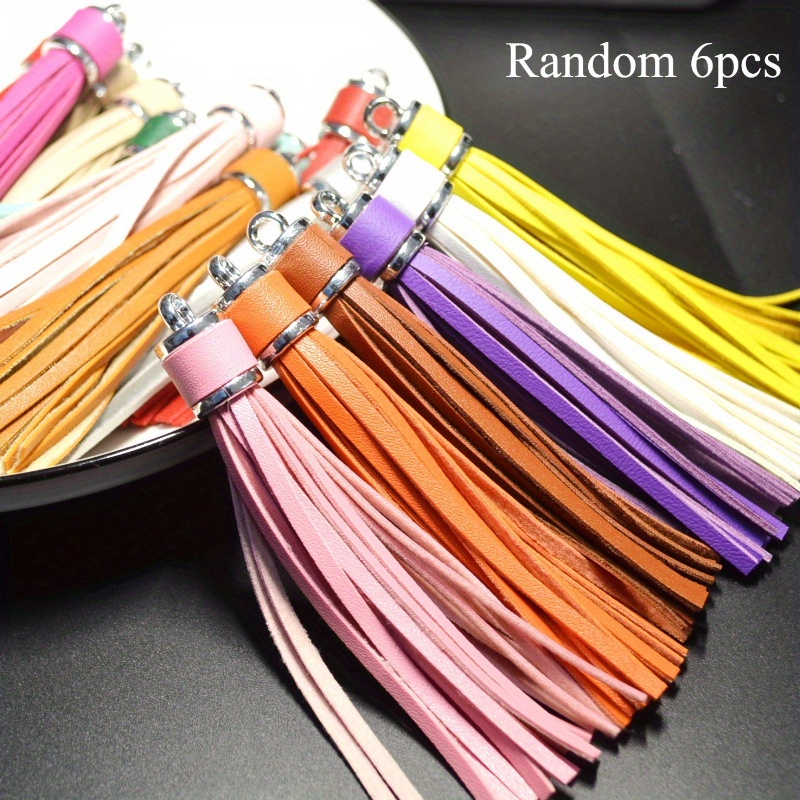 Random 6pcs Selling Alloy Lobster Pu Leather Tassel Pendant Keychain Bag Accessories For Women