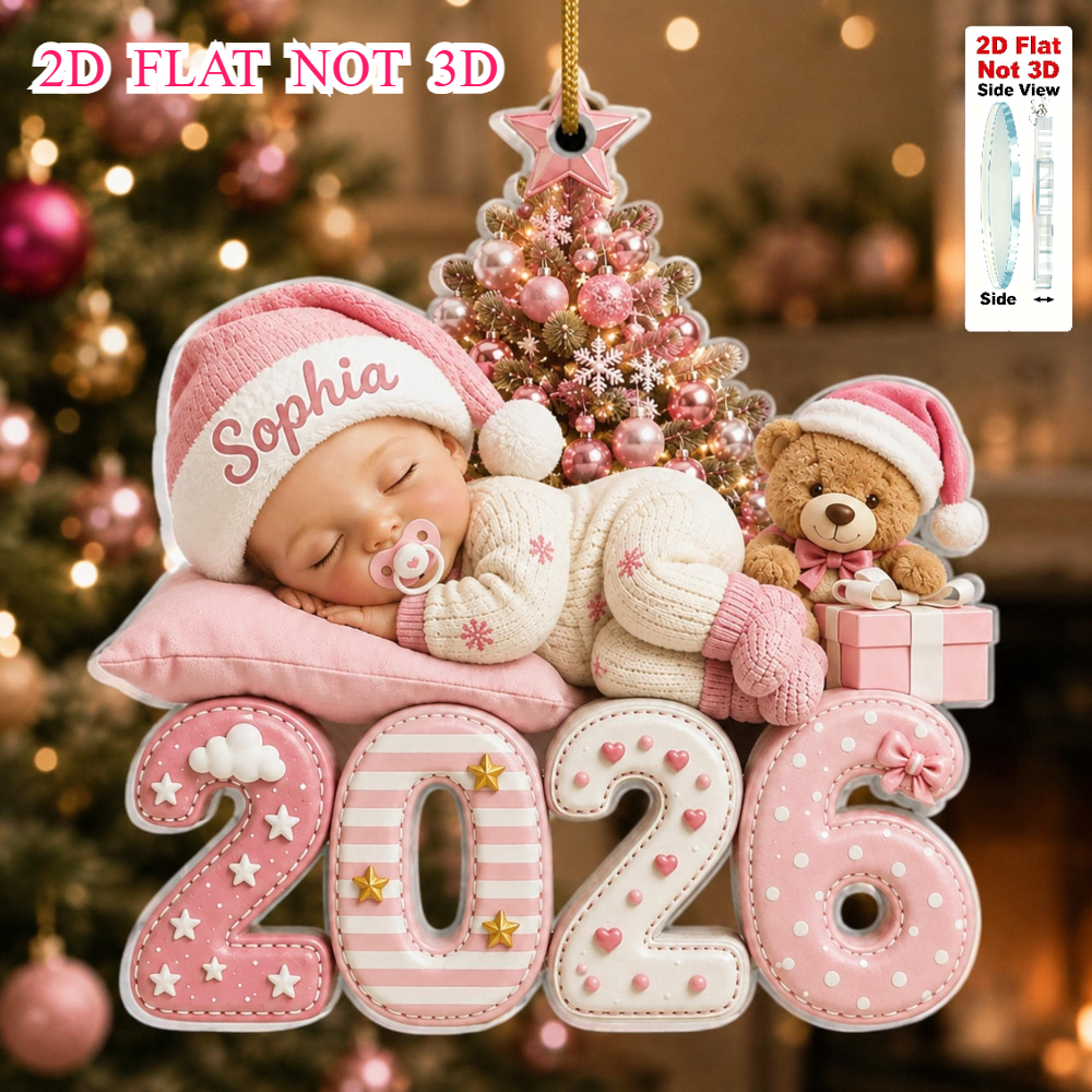 TEMU 2d Flat, Personalized Baby's First Christmas 2d Acrylic Ornament â Custom Name 2026 Ornament â Newborn Christmas Keepsake â Gift For New Pa