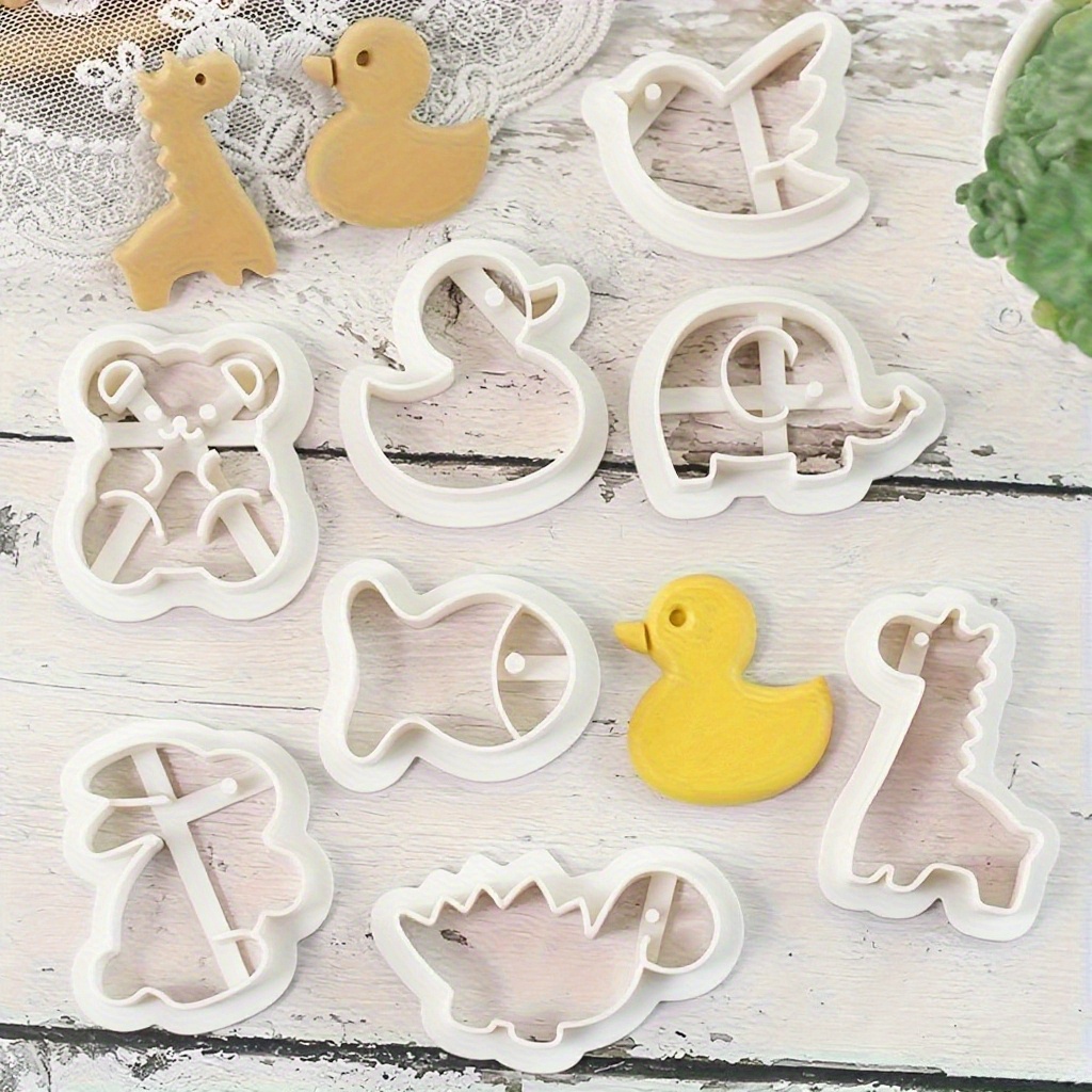 8pcs Small Animal Biscuit Mould Cartoon, Small Fish Bear Biscuit Cutting Mould Pressing Baking Tools "cute Biscuit Knife |