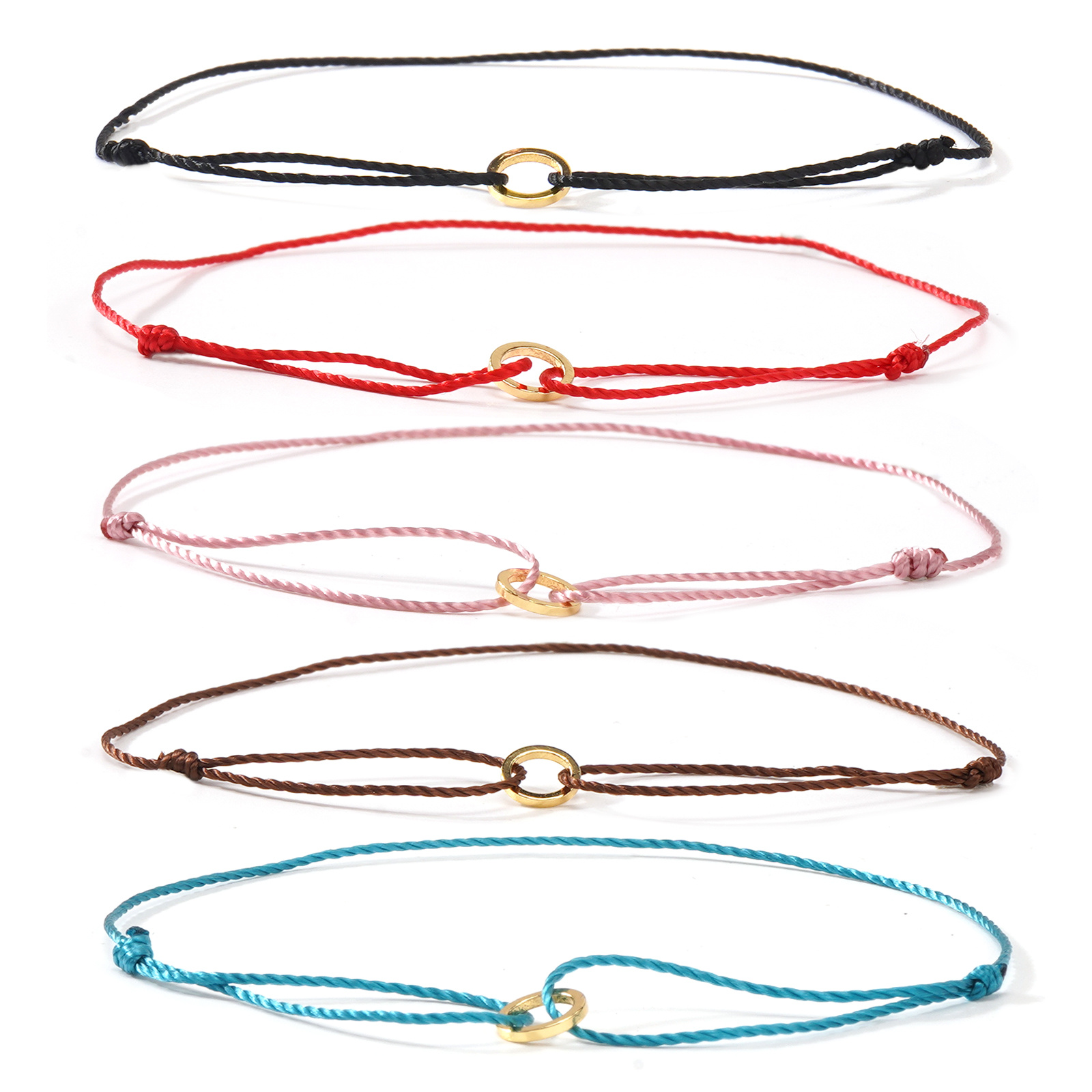 Image of 5pcs Women's Bracelet And Bangle Set Featuring A Bohemian With Woven Metal Rings. This Adjustable Bracelet In Colors, Making It A Versatile Accessory Suitable For Everyday Casual Wear And Commuting