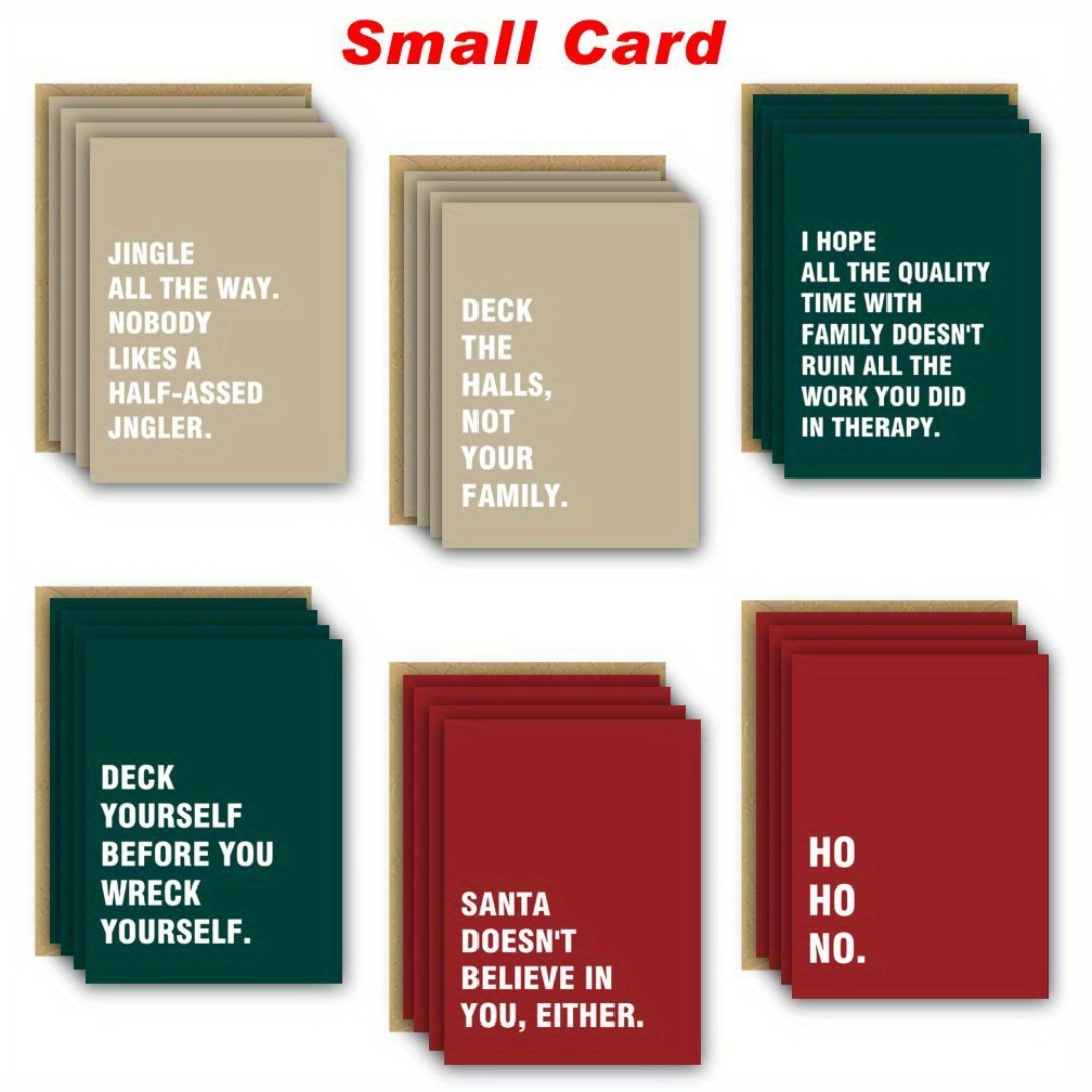 TEMU 1 ensemble de 12 cartes de vœux + 12 enveloppes, cartes de vœux de Noël amusantes avec enveloppes, cartes de vœux de Père Noël, cartes de vœux