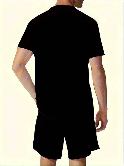 mens fashion clothing summer casual crew neck t shirt and shorts set mens vacation gym wear printed letter leisure outfit smooth fabric soft comfortable breathable cool sweat absorbent t shirt suit
