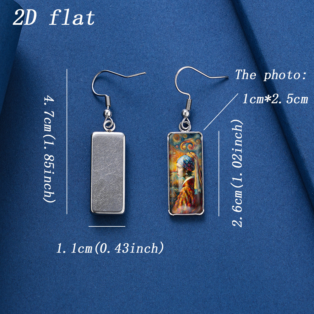 Women's Van Gogh Starry Night Girl Glass Earrings