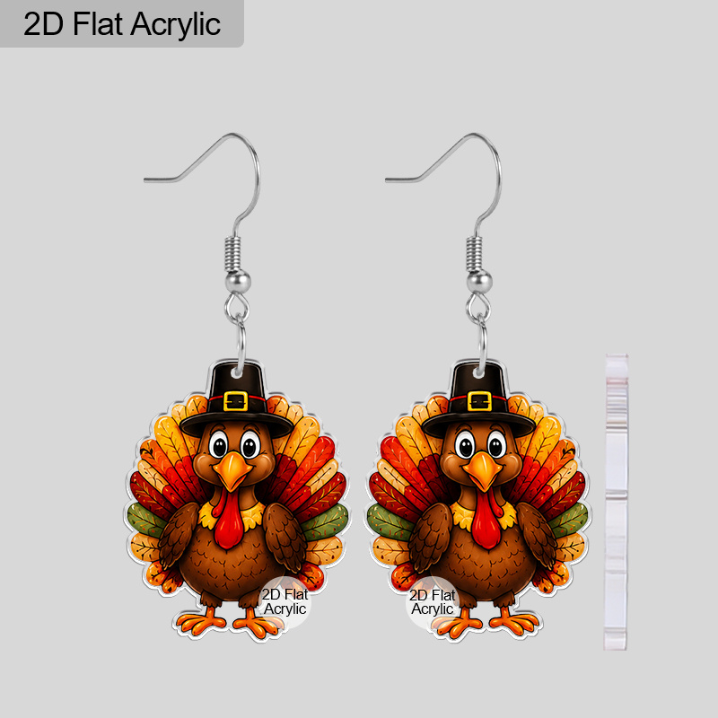 TEMU 2d Flat, 1pair Acrylic Dangle Earrings, Jewelry, Thanksgiving Outfit Accessories, Party Decor, Daily Wear Earring, Autumn Lover Thanksgiving