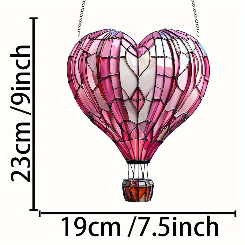 TEMU 2d Flat - A 2d Acrylic Valentine's Heart-shaped Balloon Sun Catcher, A Multifunctional Acrylic Light Decoration, Measuring 7.5"x9", Suitable For