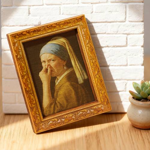 1 item smelled what wooden refrigerator magnet refrigerator magnet imitating the famous painting with earring wooden mini decorative painting funny decorative magnet household magnetic message sticker
