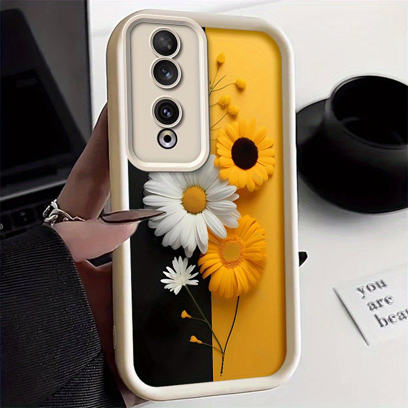 TEMU Phone Case - Phone Case Featuring A Black And Yellow Daisy Sunflower Design, Suitable 90 5g