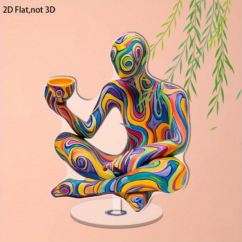 2D Flat Uplifting Abstract Human Sculpture