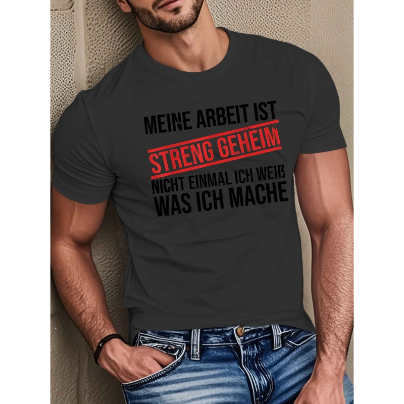 

Men's Royal Blue German Quote T-shirt - "meine Arbeitsmoral Ist Stark" Funny Short Sleeve, Polyester, Round Neck Summer Top, Machine Washable