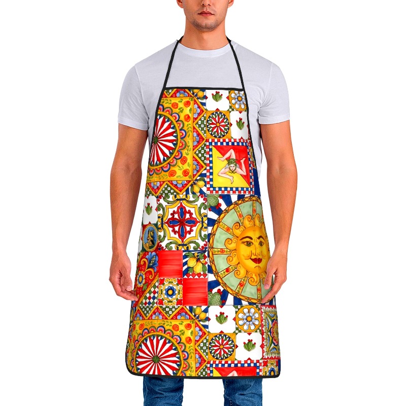 TEMU Grembiule umoristico con design siciliano, unisex, lavabile in lavatrice, per uso in