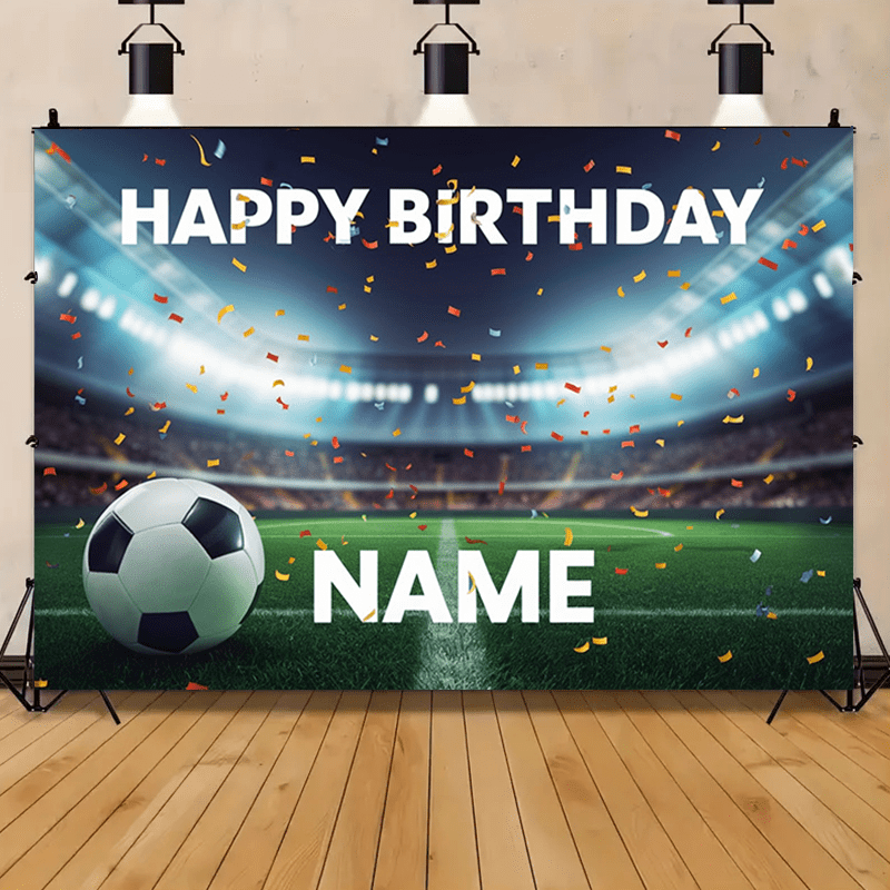 

Toile de Fond de Fête d'Anniversaire sur le Thème du Football, Bannière Anniversaire Football, Polyester, Décorations de Chambre & Jardin, 180cm x 230cm