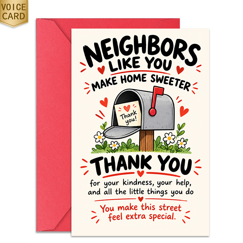 TEMU 1pc Neighbor Thank You Card, Neighbors Make Home Design With Qr Voice Message Recording, For Neighbor, Friend, Couple, New Neighbor,