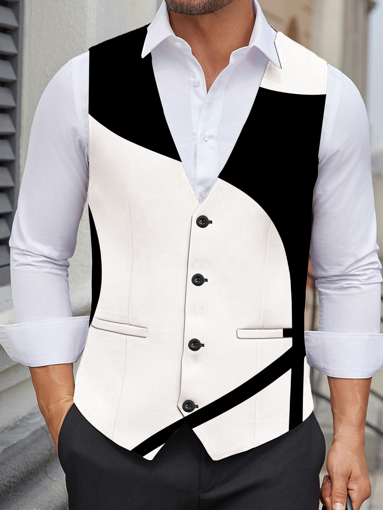 Colete Masculino com Estampa Digital, Estilo Rua Confortável e Moderno 4