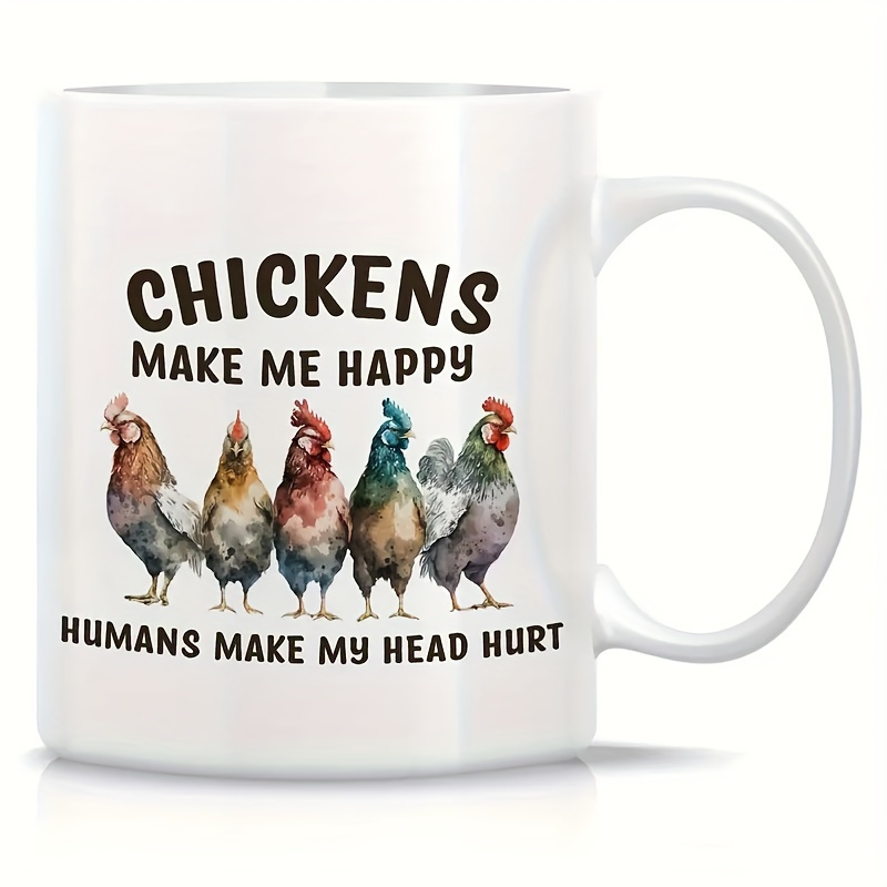 TEMU 1pc, Interesting Coffee Cup, 11oz Ceramic Coffee Cup, Water Cup, Drinkware, Chicken Enthusiast Mug, Best Gift For