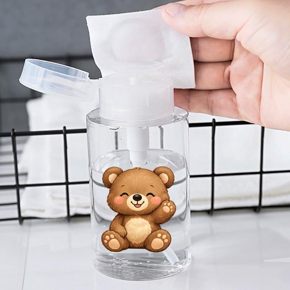 TEMU Distributeur à pompe cosmétique rechargeable avec pompon d' en peluche ondulant, flacon distributeur en plastique transparent à pression, style