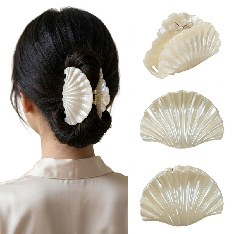 TEMU 3 Pinces à Cheveux Blanches Perle, Arrière de , Queue de Cheval, Tête Boule, Cheveux Torsadés, Pince Requin, Soin des Cheveux Dommages, Pince de