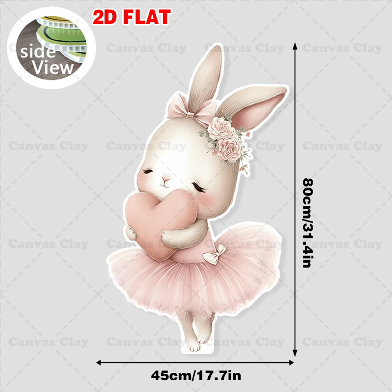 TEMU 2d Flat, 1pc Forjn 1pc Floral Ballet Bunny Standee - Durable Resin Bunny Cutout With Spring/easter Decoration Suitable For Indoor/outdoor
