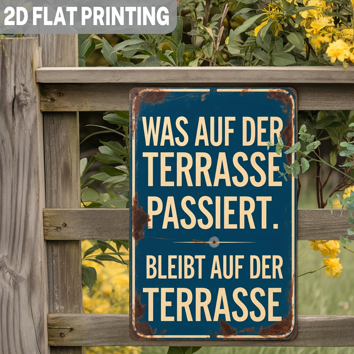TEMU 2D-Flach, 2D-Flach 2D-Flach - 2D-Flach, . Lustiges deutsches Terrassen-Motto-Holzschild - Vintage rustikale Holzhandwerk-Wanddeko, mit 'Was Auf
