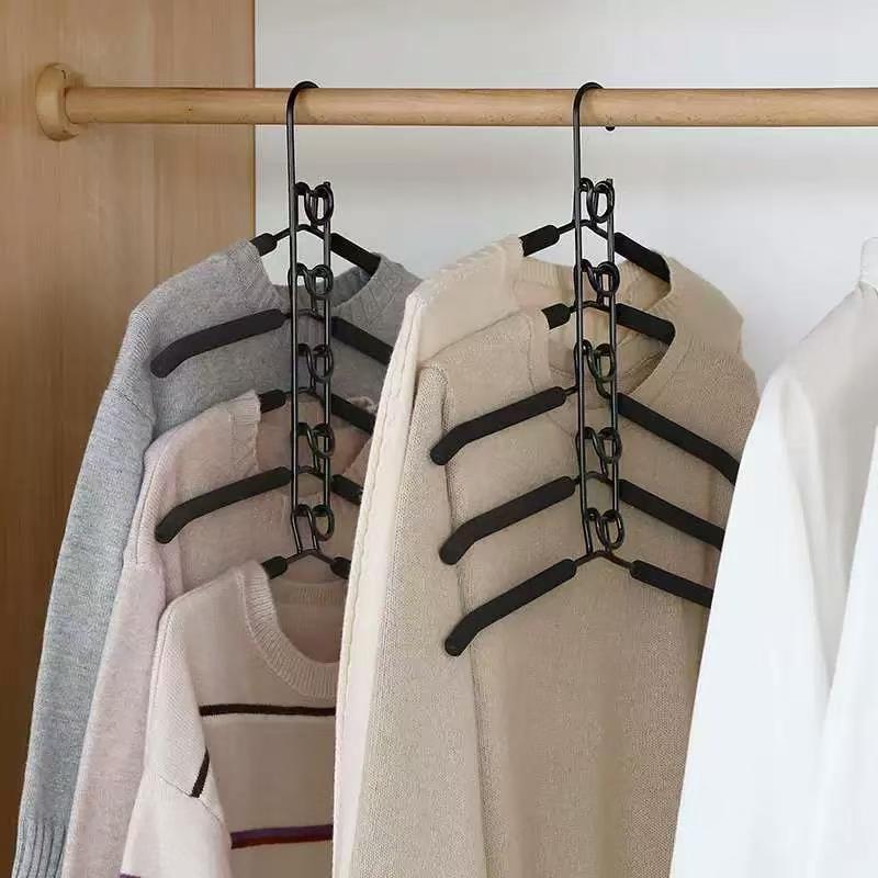 

5-tier Metal Hanger Set 1pc, With Non-slip Pads, Heavy Duty Hanger, Suitable For Coats, Sweaters, Suits And T-shirts - Space Saving Storage Box