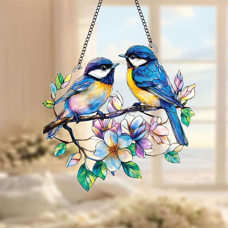 

1 Pair Bluebird Garden Suncatcher, Plastic Animal Theme Garden Ornaments, Ideal Gift For Nature And Bird Lovers, Living Room, Garden Decor, Wedding