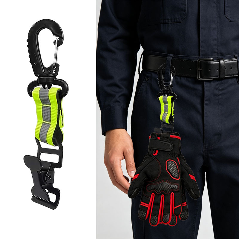 TEMU Cinghia di supporto con clip per da vigile del fuoco con nastro in nylon riflettente, cinghia di fissaggio per da vigile del fuoco con fibbia in