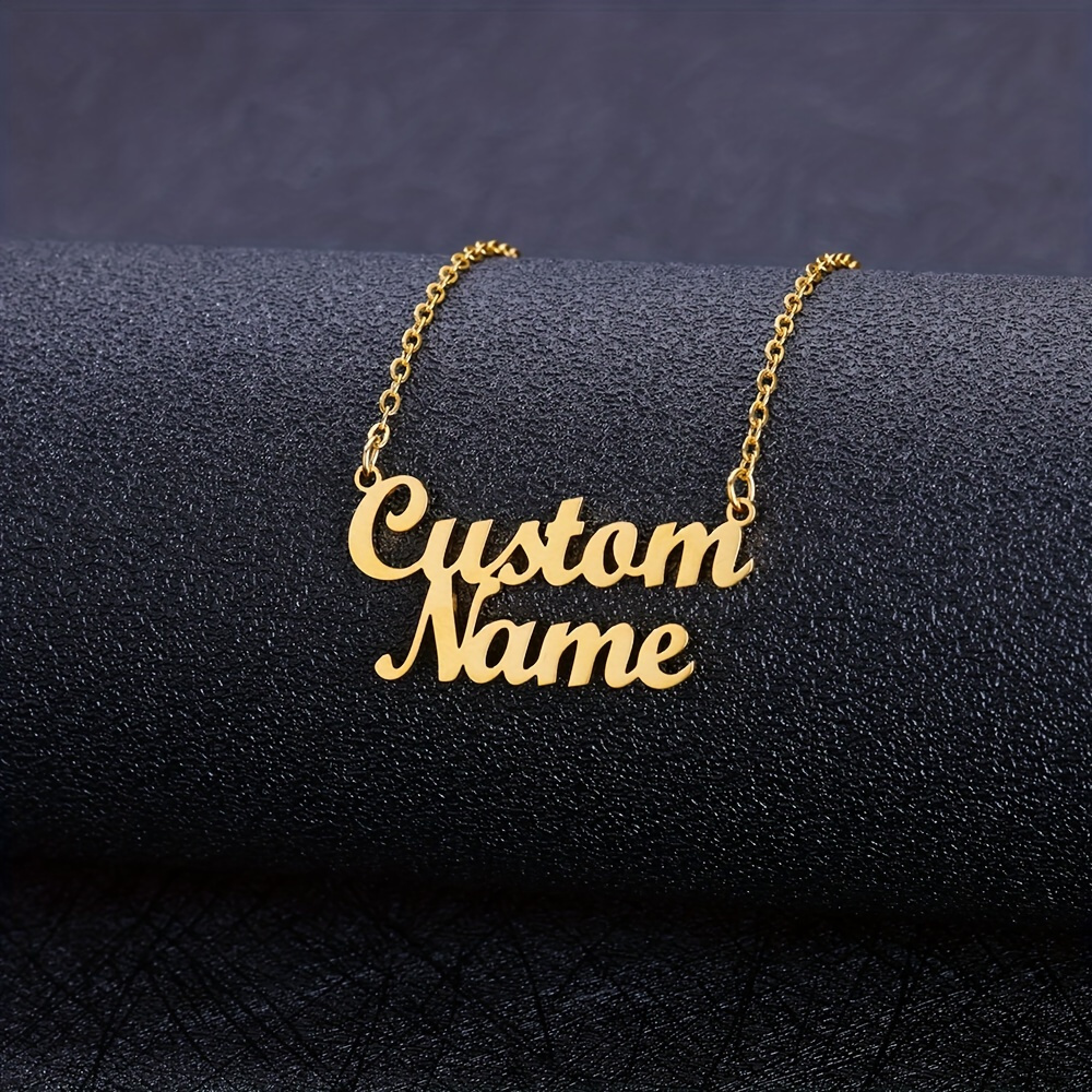 TEMU Personalized Double-layer Name Necklace For - Bohemian , 18k Gold Plated Stainless Steel With Symbols, - Gift For Parties