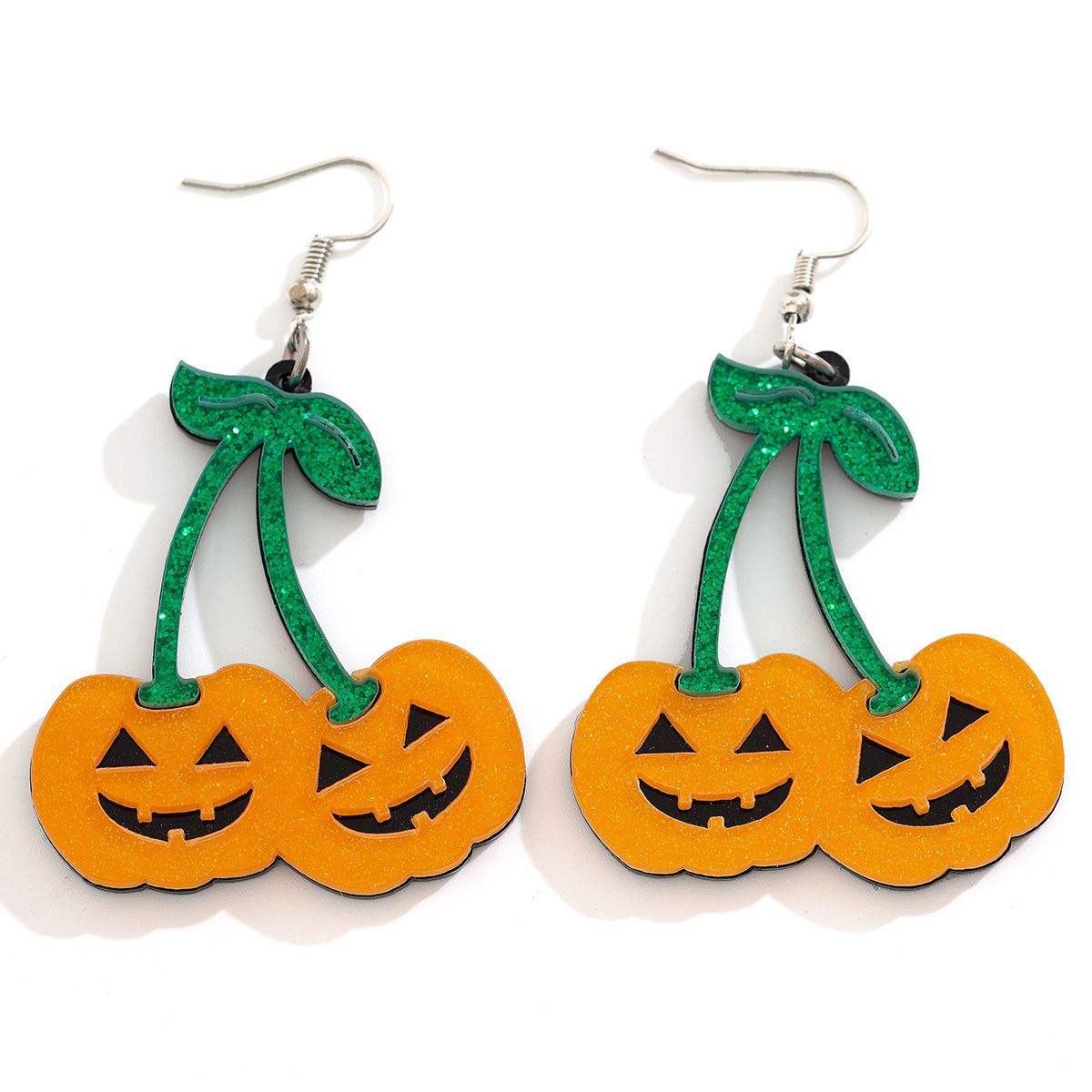 Gothic Cherry & Evil Pumpkin Head Dangle Earrings