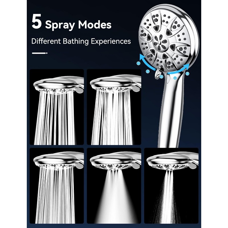 High Pressure Ceiling Mounted Shower Head with 5 Spray Modes