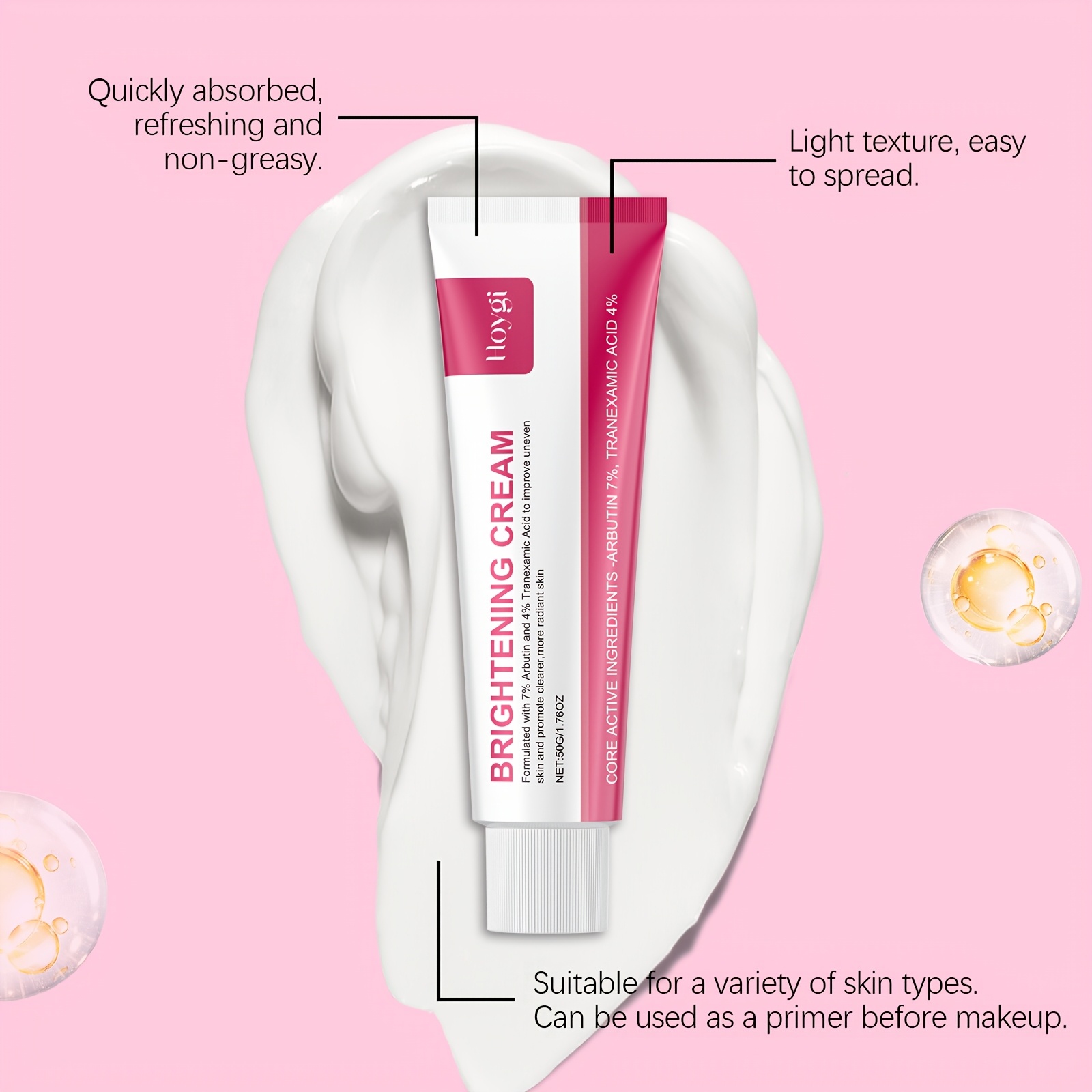 2pcs Facial Moisturizing Cream - Brightening Cream, Contains Bearberry and 7% Bearberry Acid, Kojic Acid, Niacinamide, Hydrating and Firming Formula, Suitable for Pigmentation, Sensitive Skin, All Skin Types, Evens Light Beige, Enhances Radiance