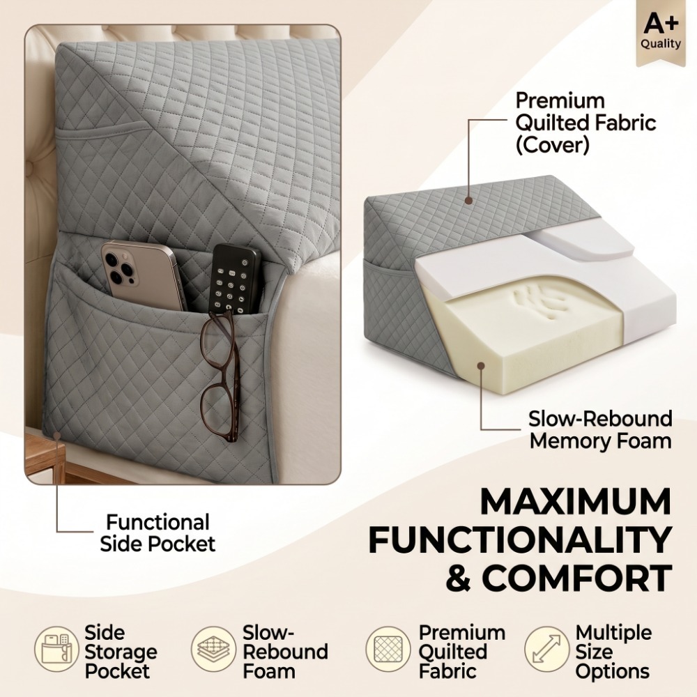 Image of Triangle Wedge Pillow, Memory Foam Support Cushion, Body For Reading, Waist Back Support And Leg On Bed, Sofa And Office Chair