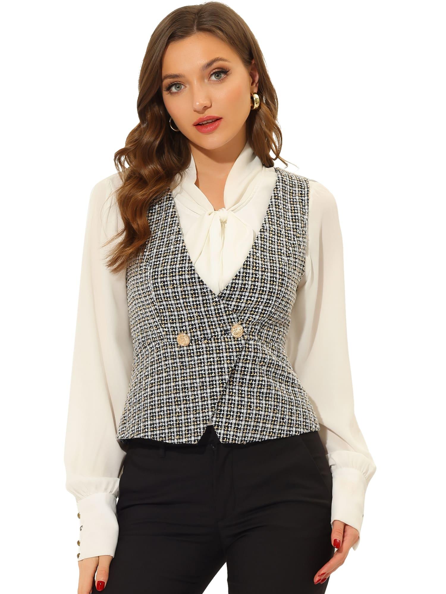 Belle Poque Chaleco A Cuadros Vintage Años 50 Para Mujer: Sin Mangas, Correa Atrás, Talle Ajustable (Otoño Primavera)