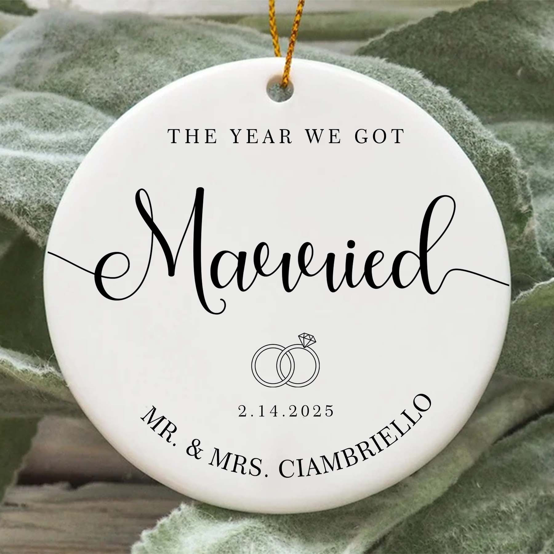 TEMU Personalized Wedding Ceramic - Name & Date Married Ornament, Wedding Anniversary Or Valentine's Gift For , For
