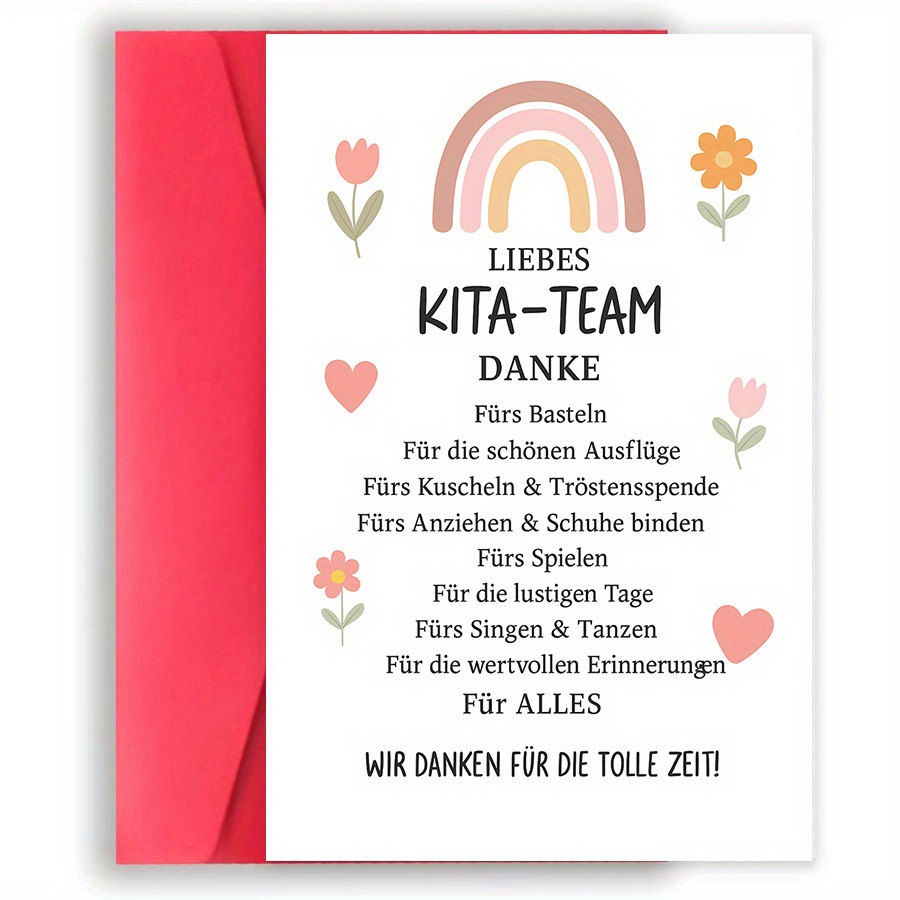 Image of 1pc Lustige Geschenkethank You Card For Teachers Or Caregivers Appreciation Gift For Team Gratitude Message Rainbow And For Farewell Or End Of Year