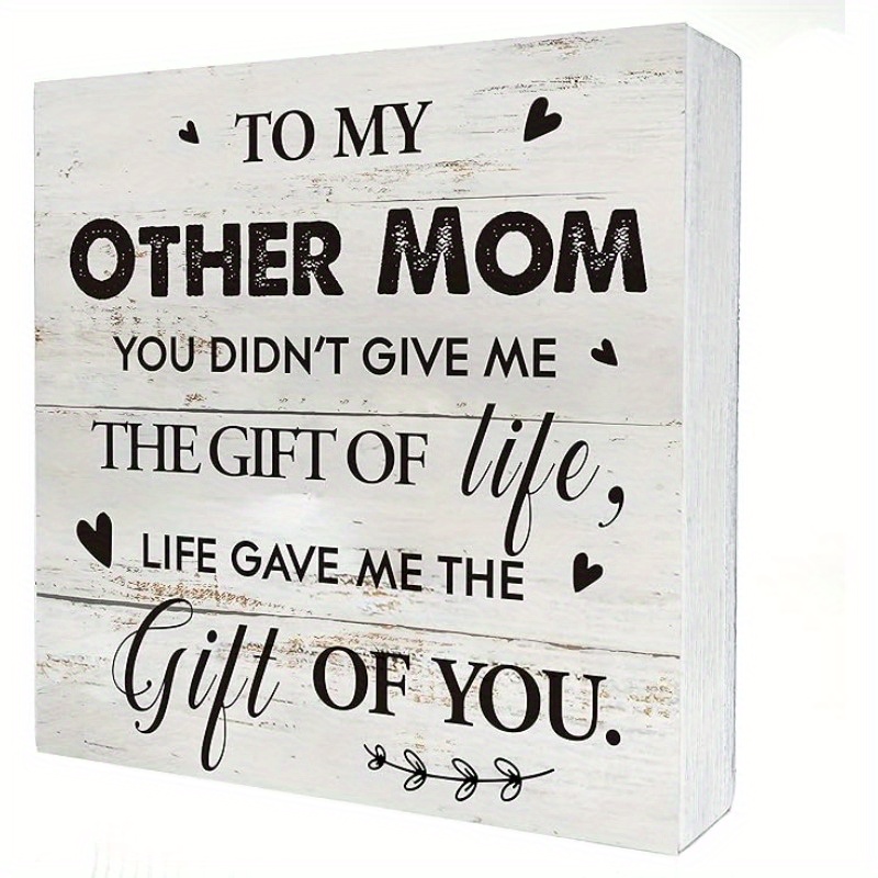 TEMU To My Other Mom Life Gave Me Wooden Desk Decor Rustic Bonus Mom Stepmom Plaque For Room Shelf Table Decoration (5 X 5 Inch)Â halloween Christmas
