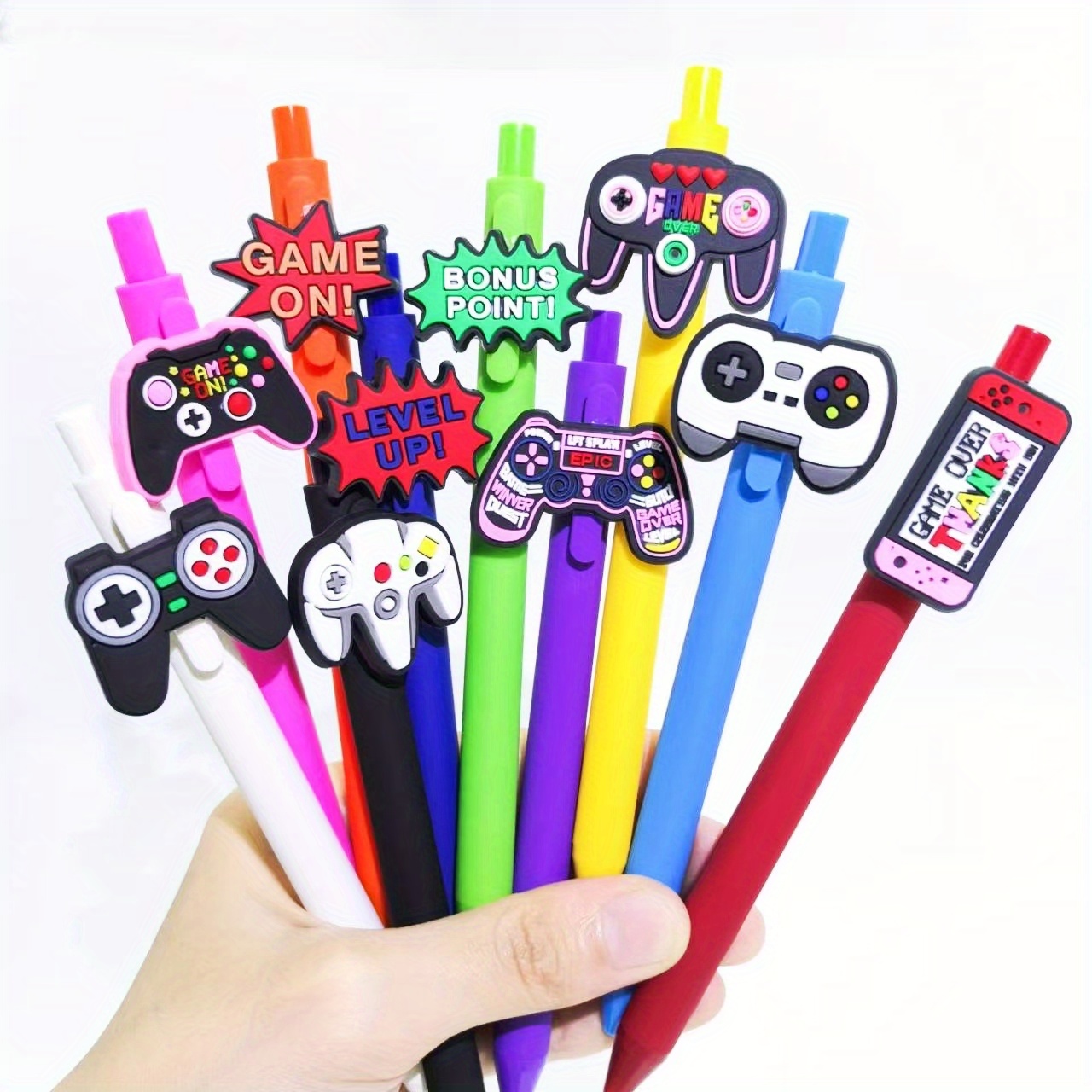 

5pcs Creative Game Handle Pvc Soft Glue Patch Pen Gift Stationery New Neutral Pen Random Model