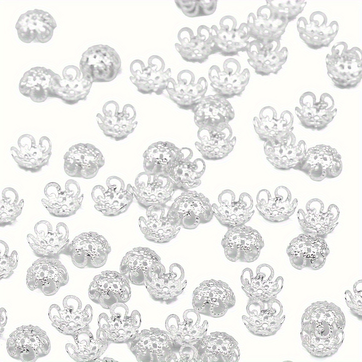 TEMU Perles de fleur 10 mm / 400 pièces, capuchon de fleur, support de perles, perles d'espacement dorées et argentées pour la fabrication de bijoux,