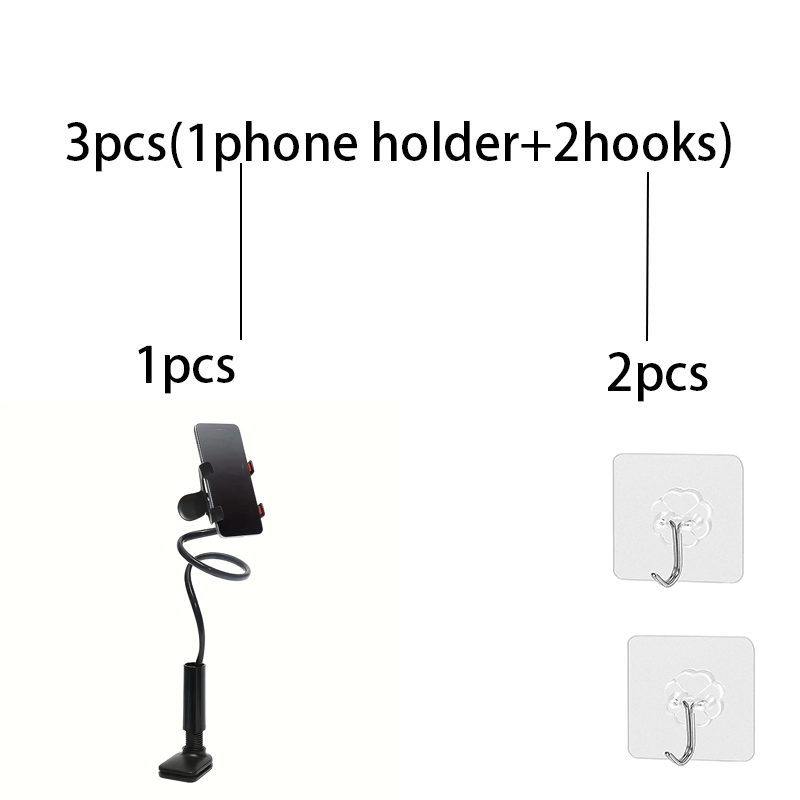 TEMU Supporto per telefono girevole a 360簞 da 3 pezzi (1 staffa + 2 ganci) - Salvaspazio, struttura , regolabile multi-, compatibile con smartphone.