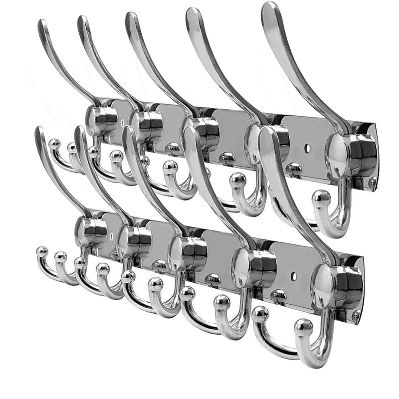 2-pack Practical Wall-mounted Hook Racks, Sturdy Construction For Hanging Clothing, Bags & Towels, Versatile Home Storage For Bathroom, Kitchen & More