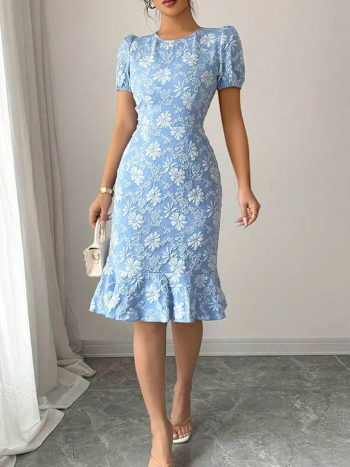 women's elegant v neck bubble sleeve dress a line - Temu